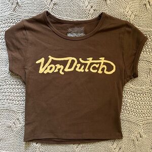 Von Dutch Brown and Gold Baby Tee
